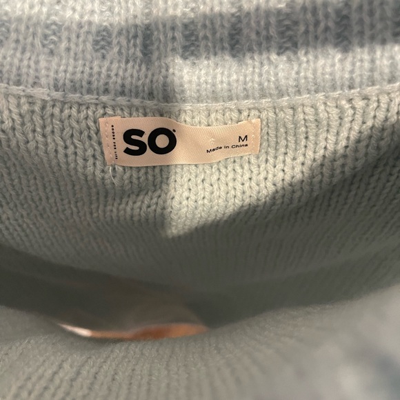 SO Women's Off-Shoulder Sweater - Soft Blue - Picture 2 of 3